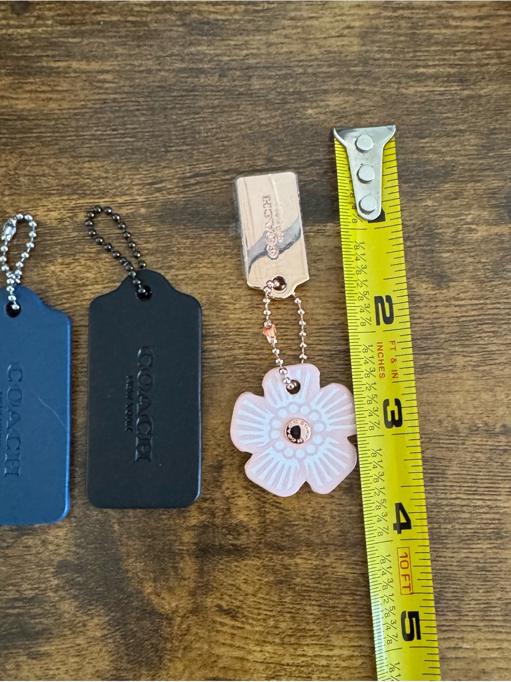 Coach Leather Hangtag and Flower Charm Bundle - Navy, Black, Pink - Picture 3 of 3